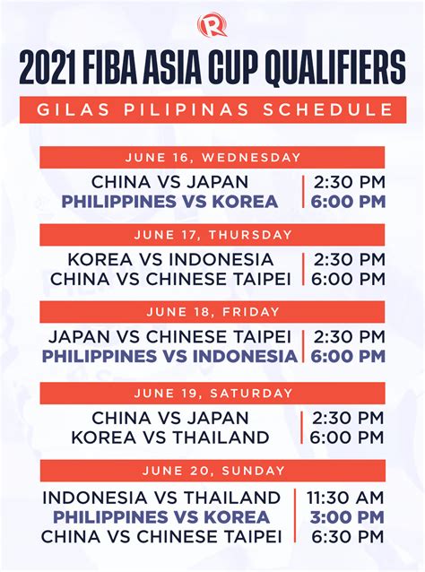 fiba asia schedule